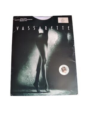 Pantyhose Vassarette Rose Trim Control Top Sheer Shadow Toe White Small 9071 90s
